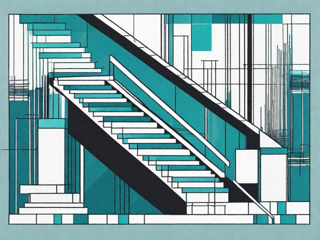 A staircase made of bar graphs and pie charts