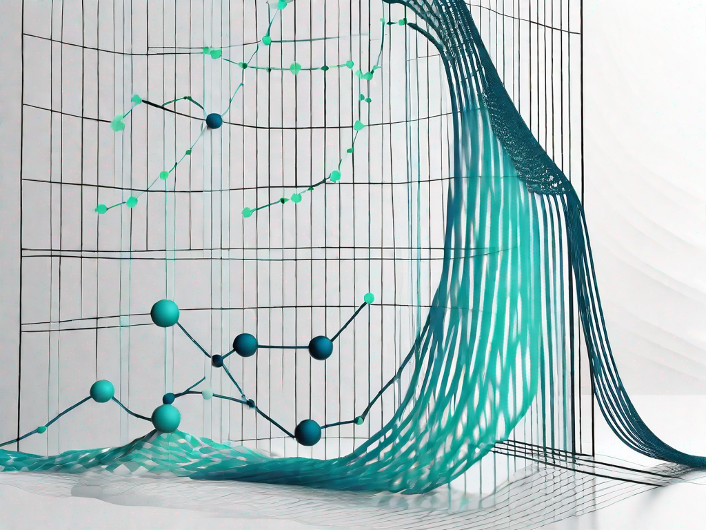 A net stretching flexibly over a 3d graph depicting data points