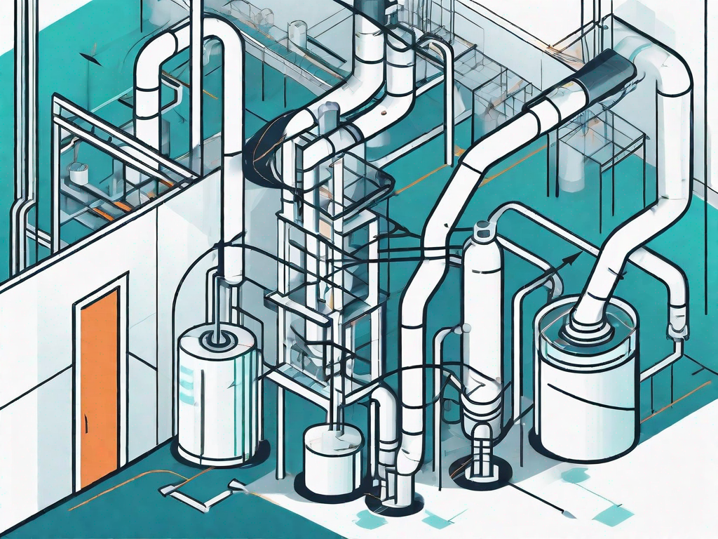 A manufacturing plant with various sections representing different functions