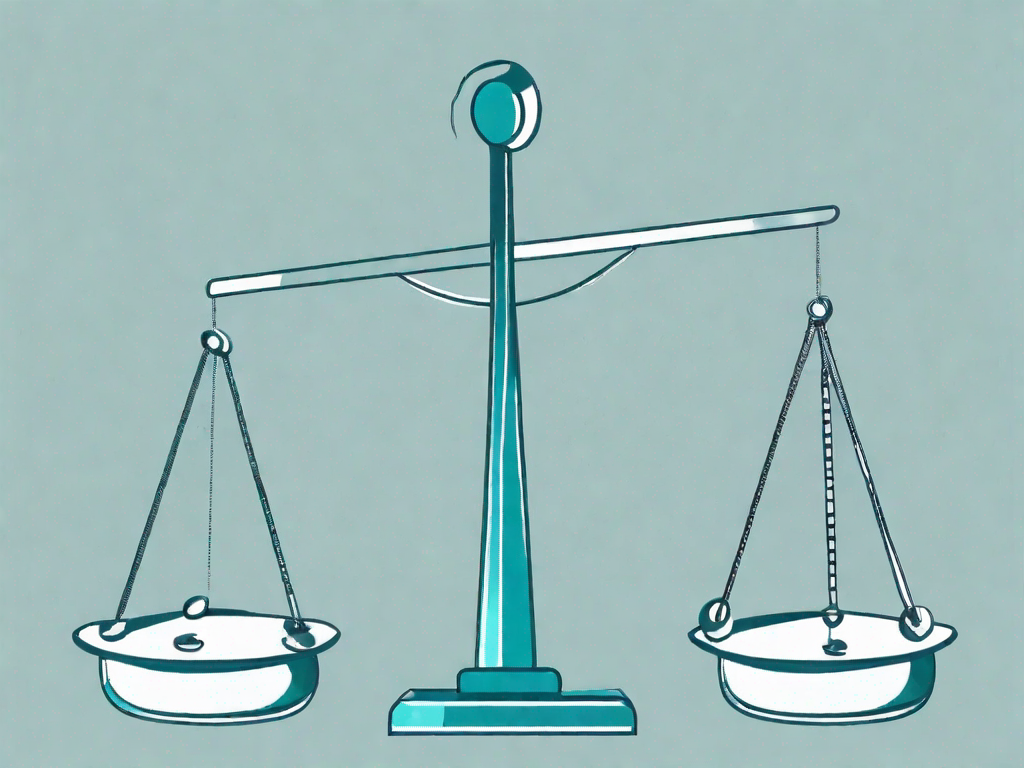 A pair of scales balancing two sets of data points