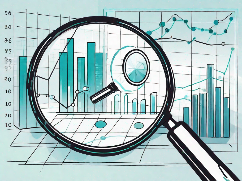 A magnifying glass hovering over a complex chart with various data points