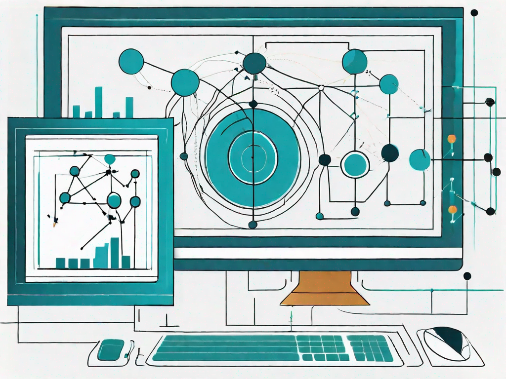 A computer screen displaying various interconnected geometric shapes