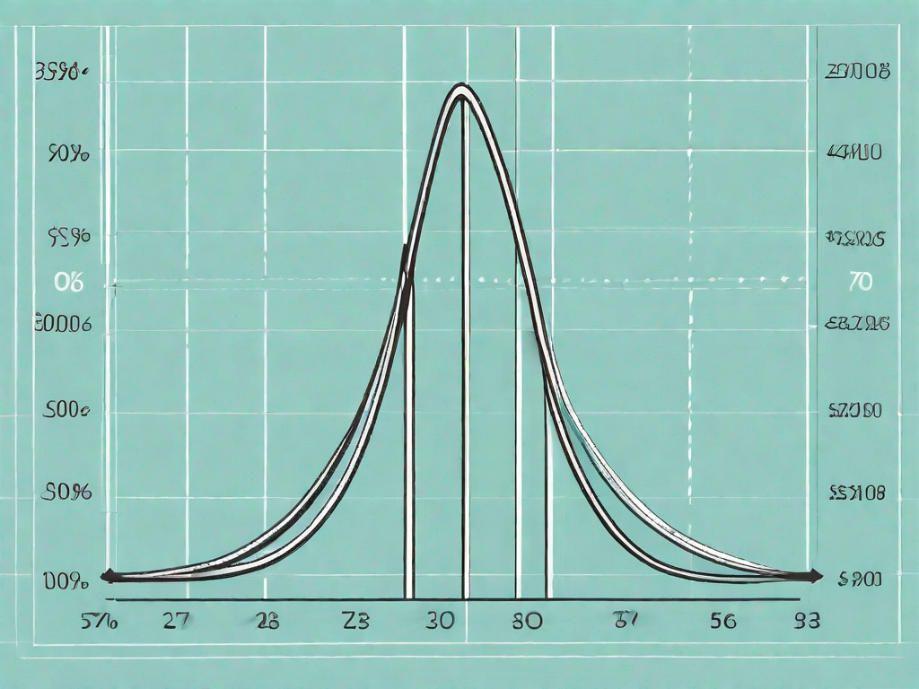 A bell curve with a marked z-score point