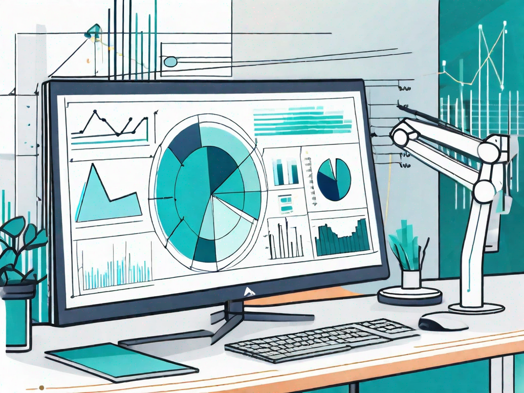 A computer monitor displaying various charts and graphs