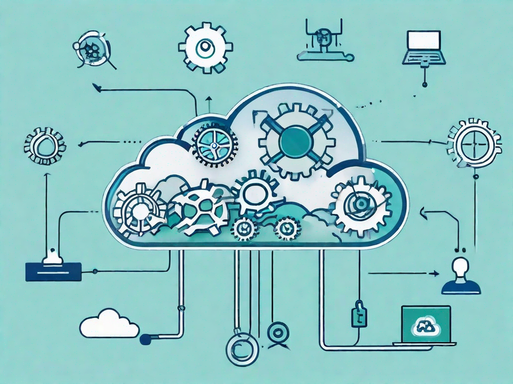 A cloud with symbolic icons of tools and gears (representing confluence support) emerging from it