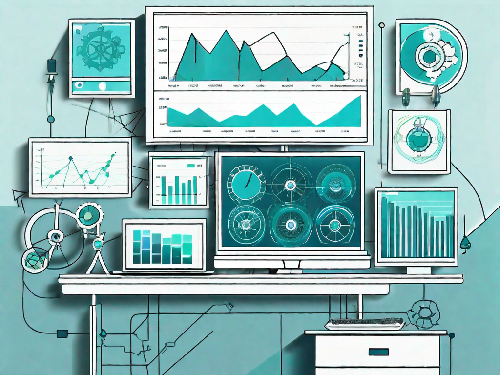 A computer monitor displaying various graphs and metrics