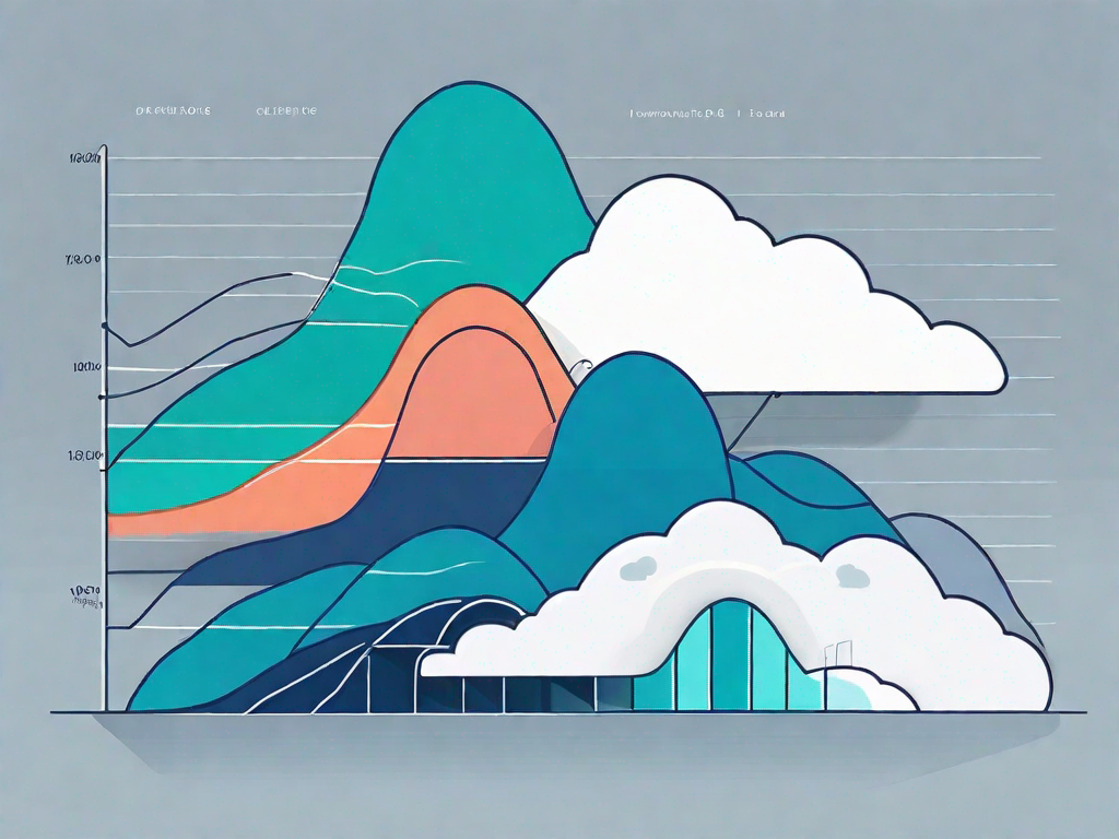 A cumulative flow diagram with different colored layers representing various stages of a project