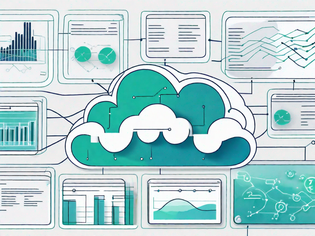 A digital cloud connected to a structured board filled with various task cards