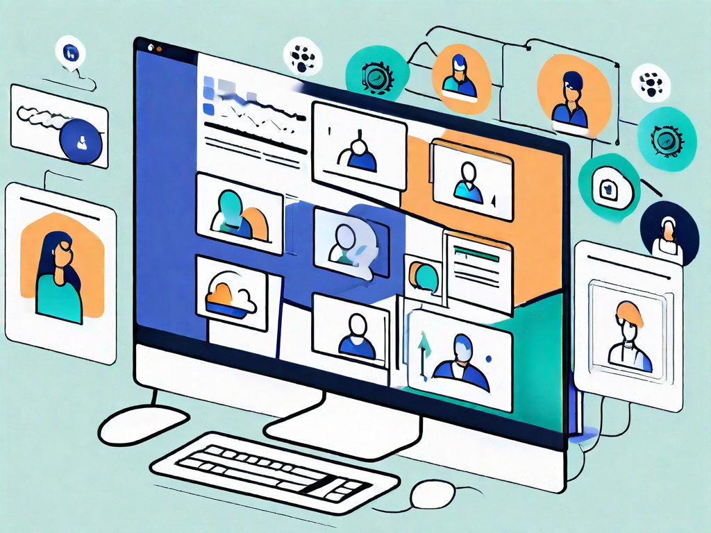 A computer monitor displaying the interface of microsoft teams and jira service management with various setting icons