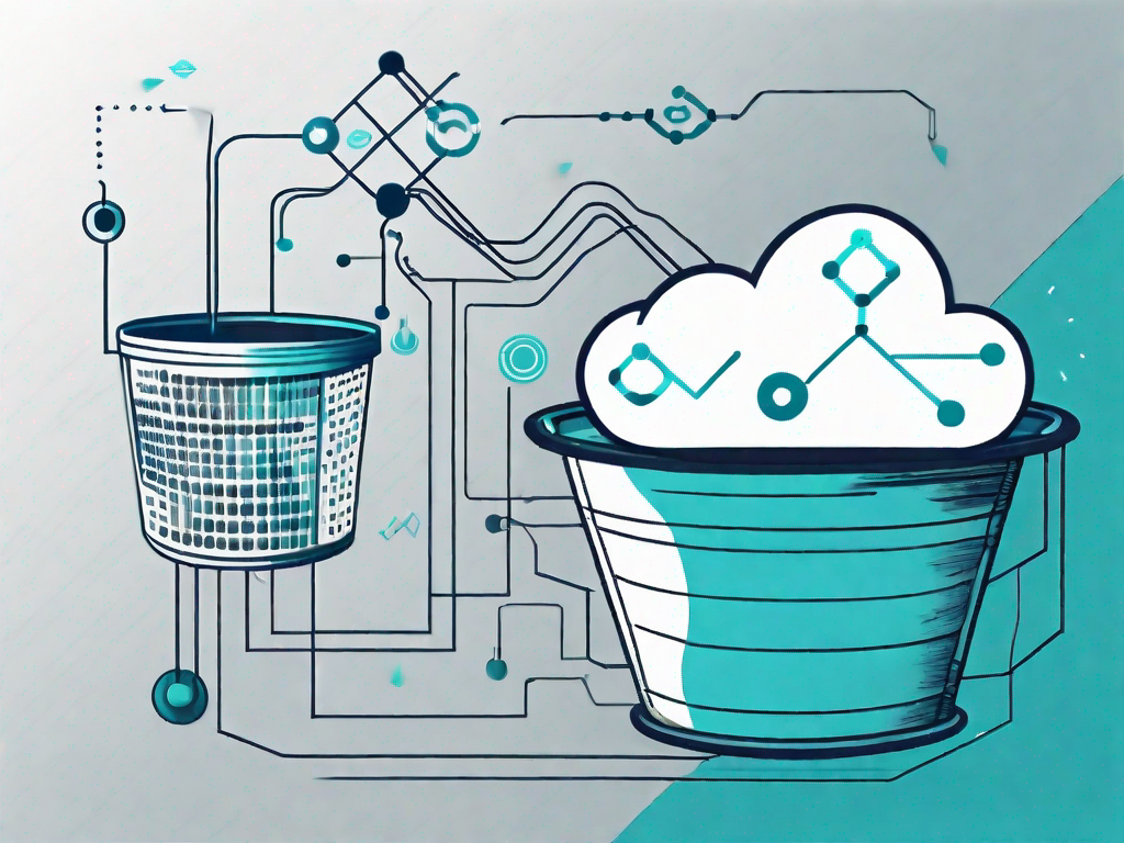 A cloud system interconnected with various abstract symbols representing data and optimization