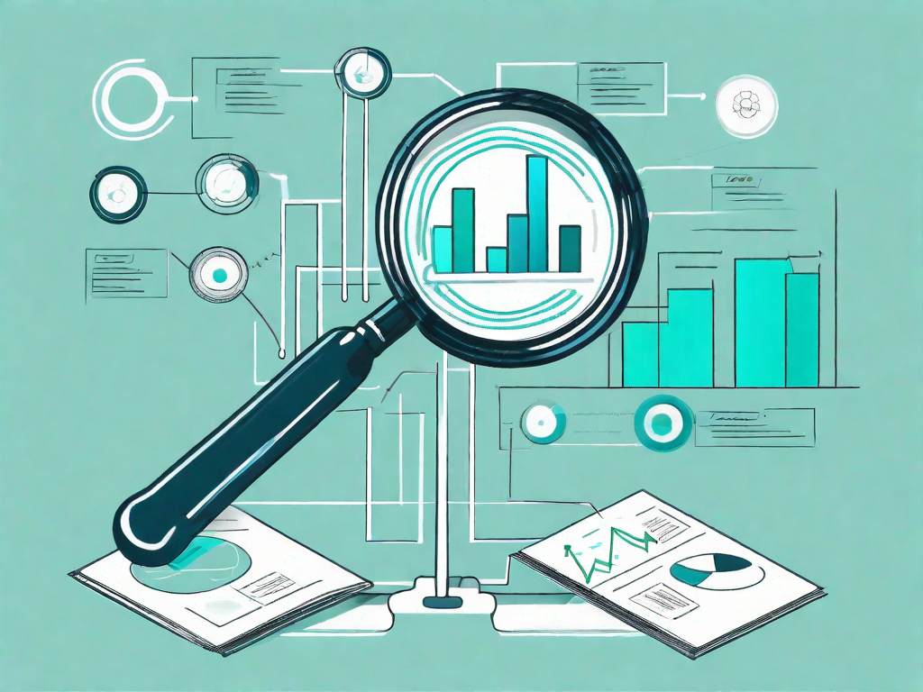 A magnifying glass examining a flowchart