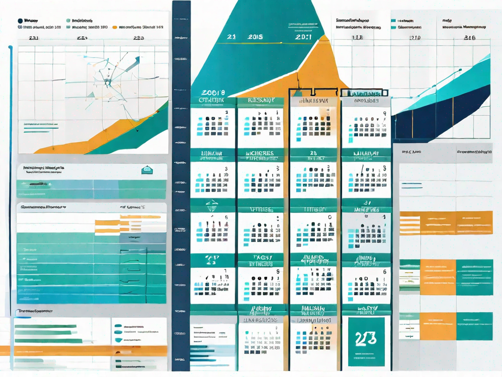 A calendar with different date formats highlighted in various colors