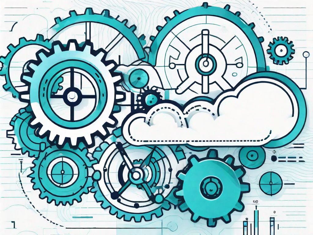 A cloud-based jira software interface with various tools and gears symbolizing the troubleshooting process of smart commit issues