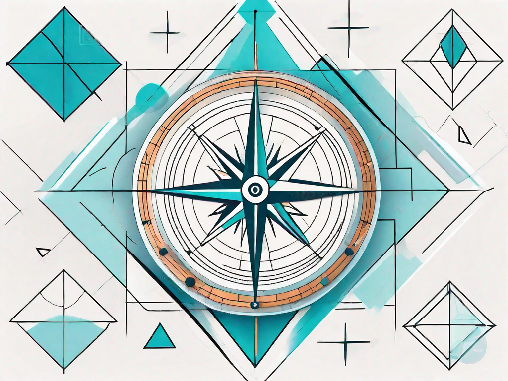 A compass surrounded by various geometric shapes