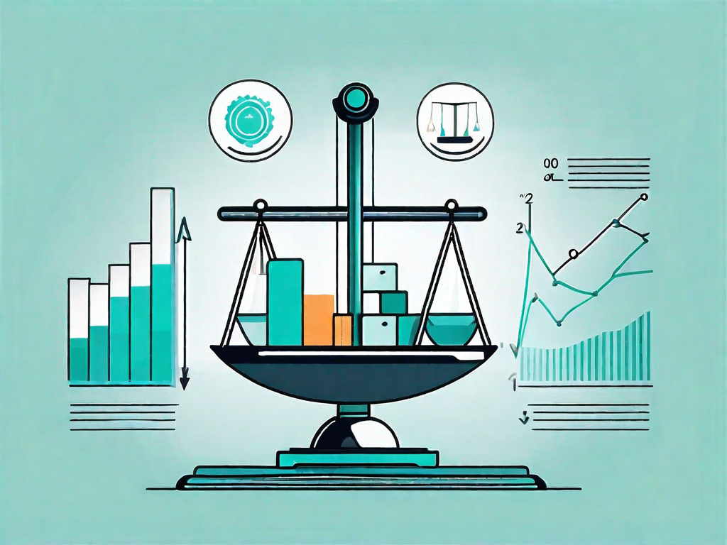 A balanced scale with various product icons on each side