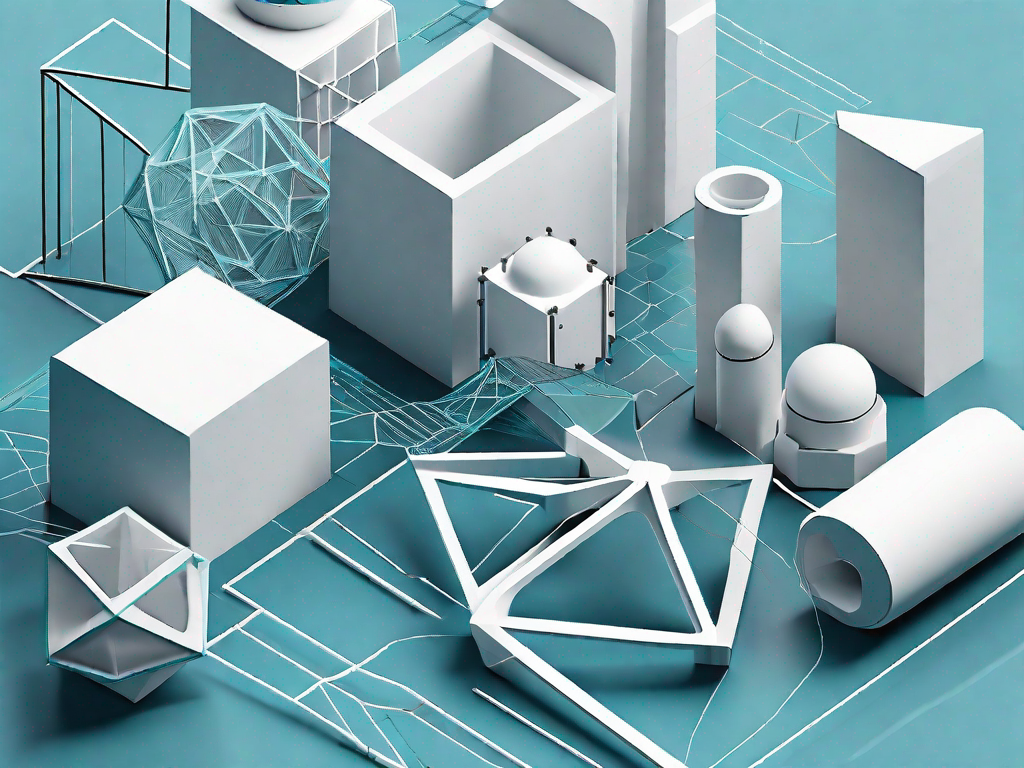 Various interconnected 3d geometric shapes