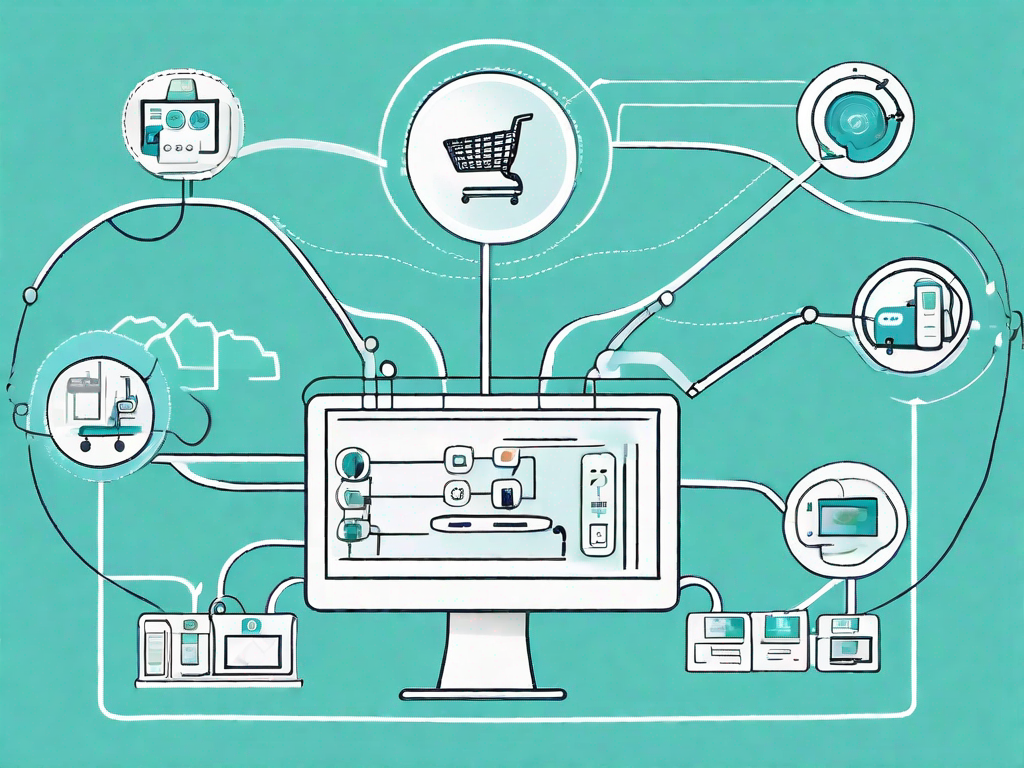 A customer journey map with various touchpoints like a shopping cart