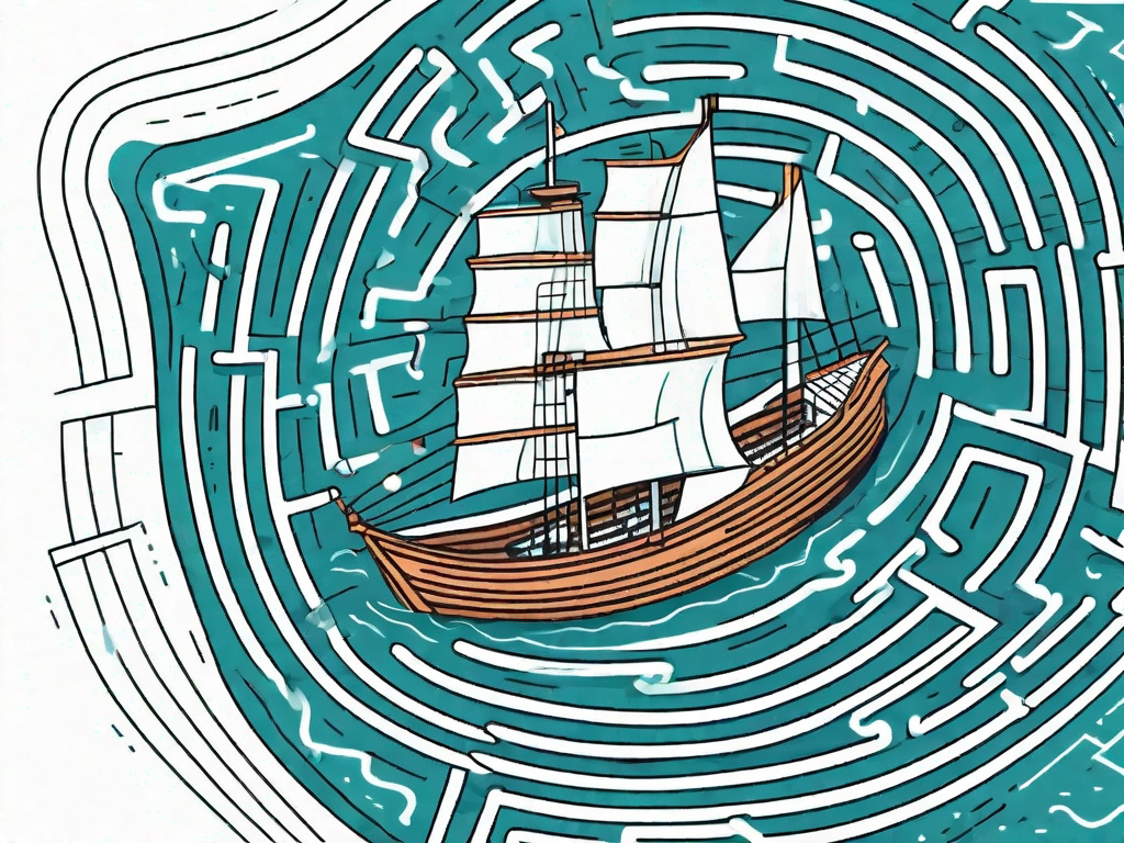 A smooth sailing ship navigating through a complex maze