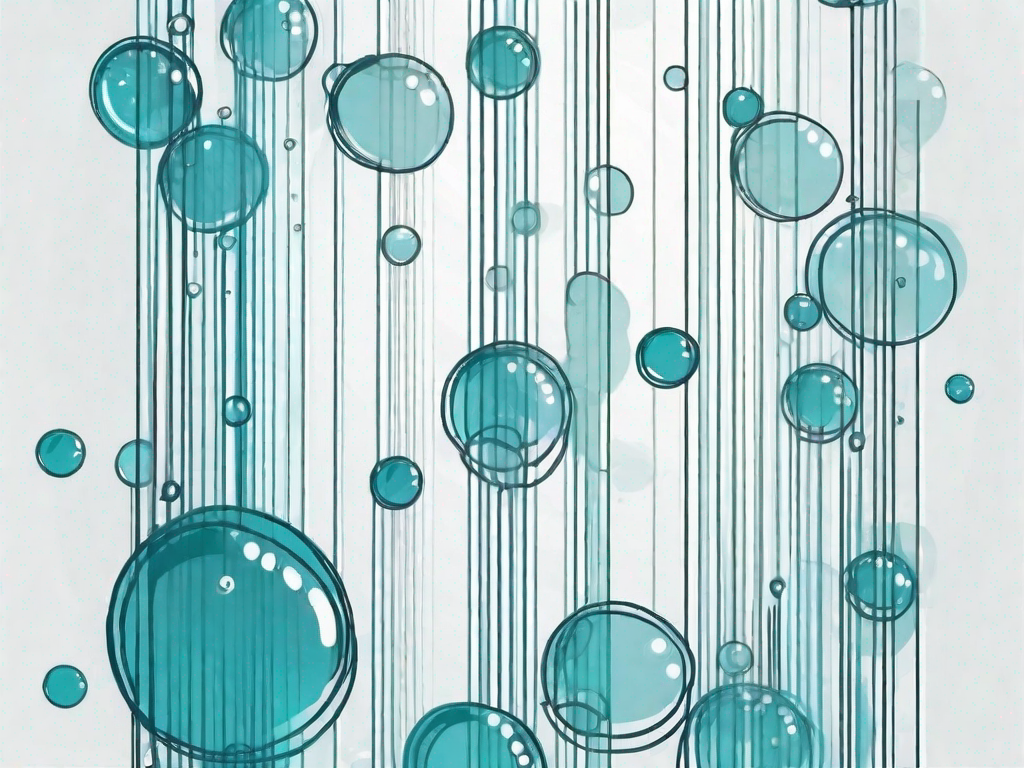 Various sized bubbles ascending in a vertical line