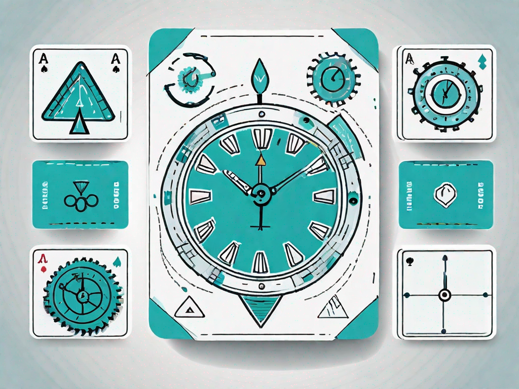 A set of poker cards with symbols representing different stages of agile project planning