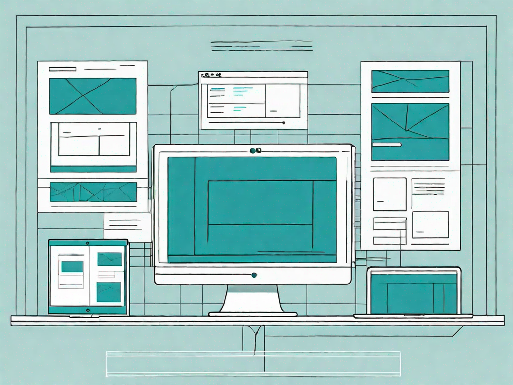 A computer screen with a simplistic layout of a website wireframe