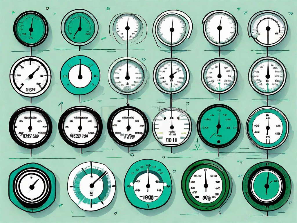 Various types of gauges and dials