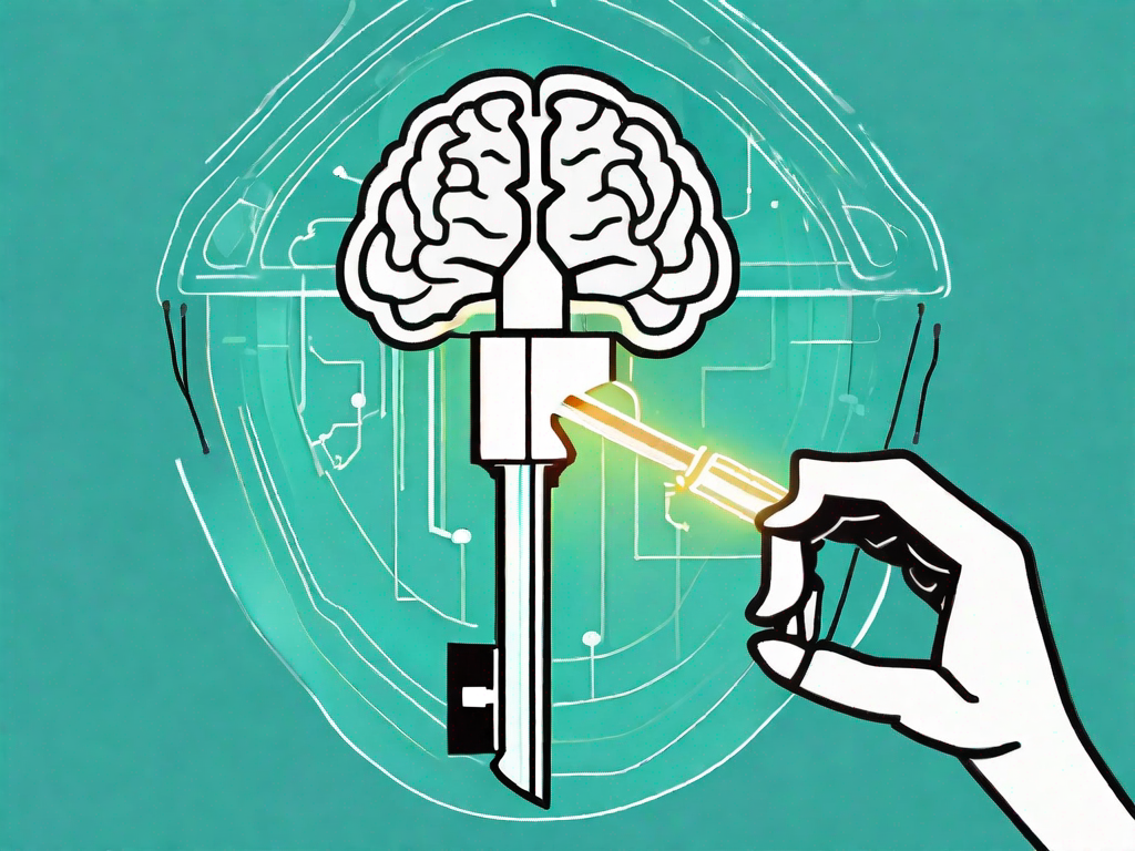 A large key unlocking a glowing brain