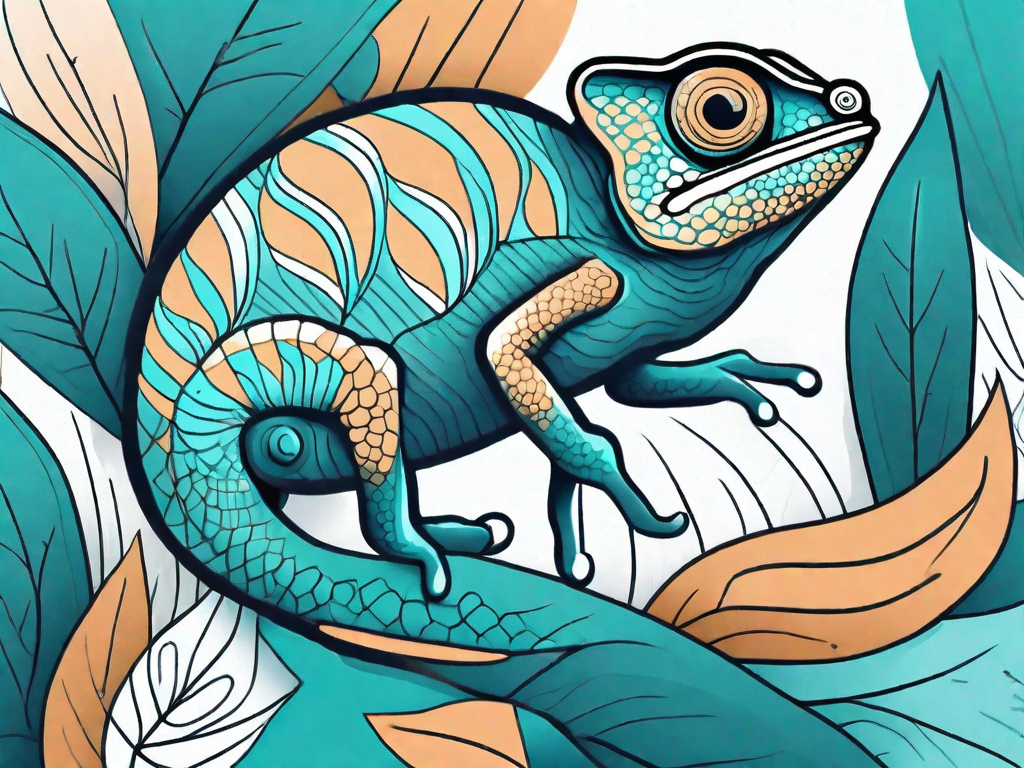 A chameleon adjusting its colors to blend with a changing landscape