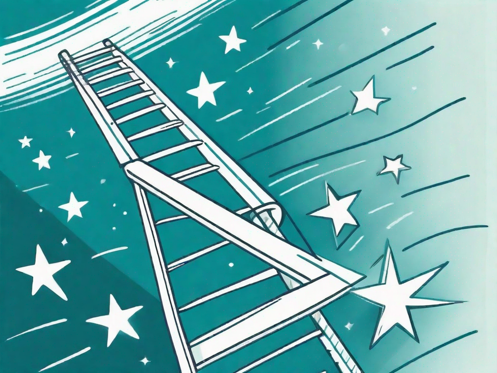 A ladder reaching towards a shining star