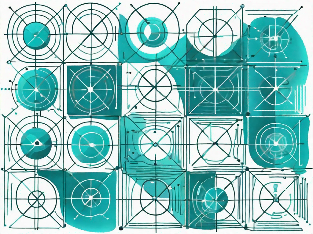 A matrix with intersecting lines and labeled cells