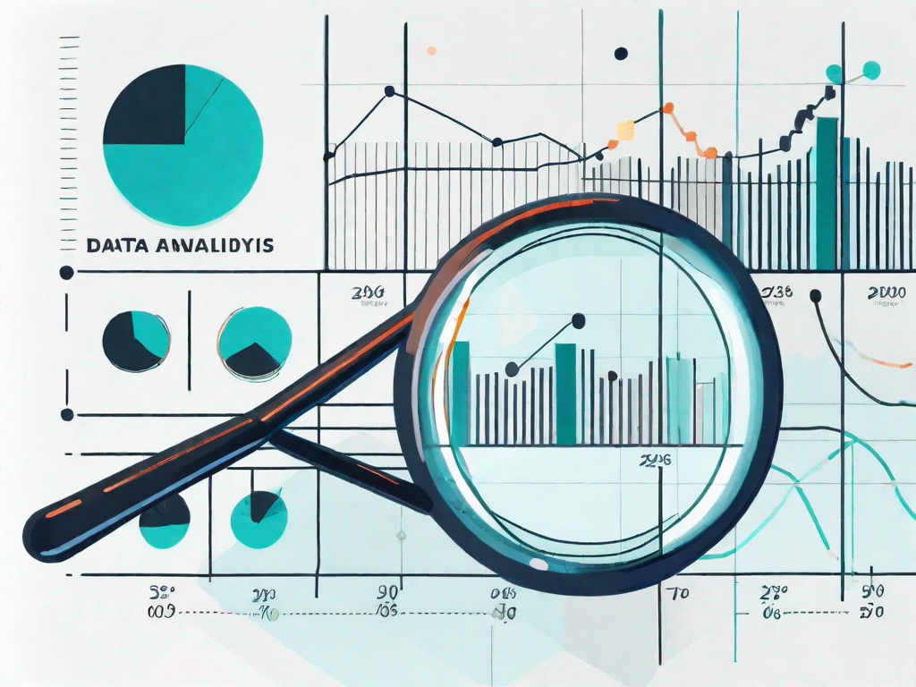 A magnifying glass highlighting different colored data points on a graph