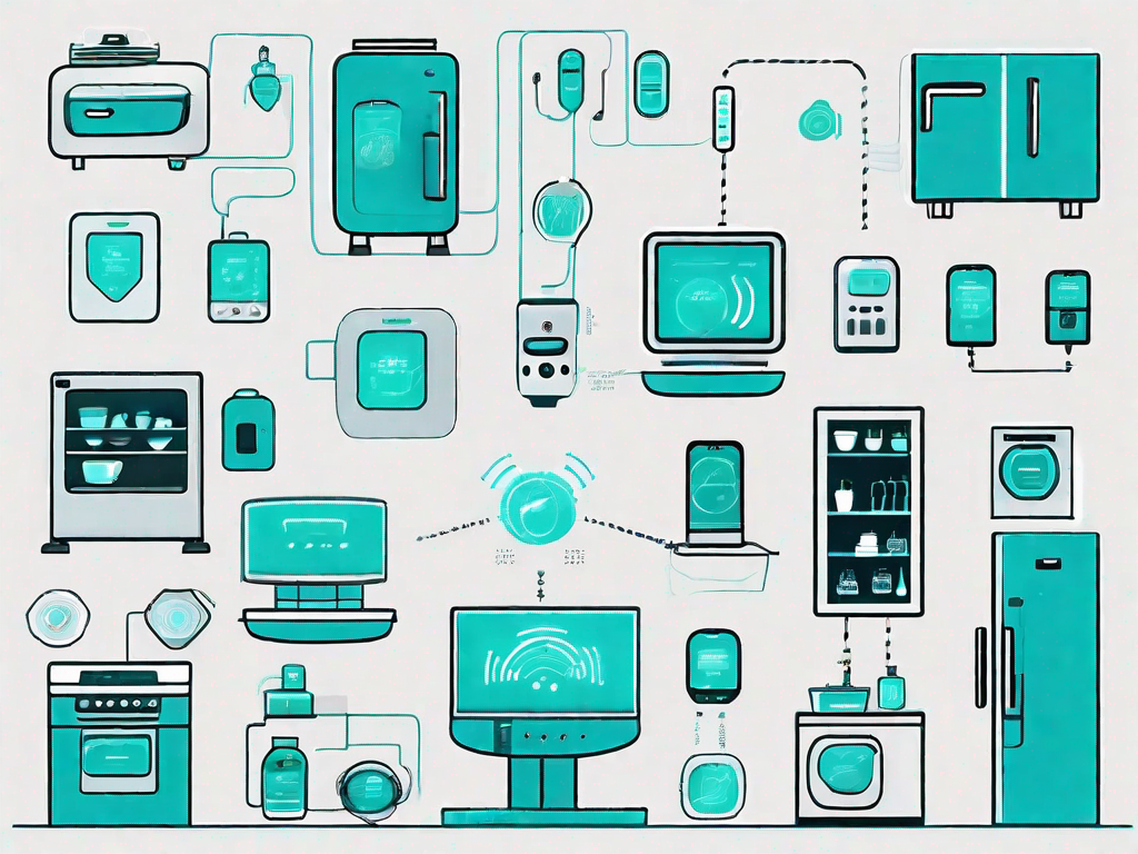 Various interconnected iot devices like a smart fridge