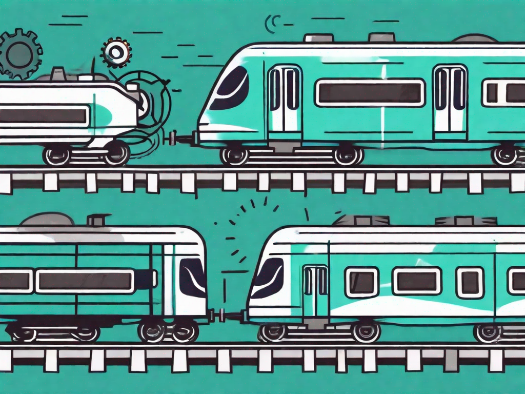 A train on multiple tracks symbolizing different project stages