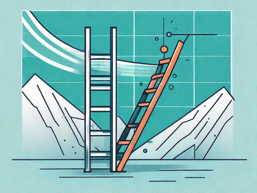 A ladder ascending towards a financial chart