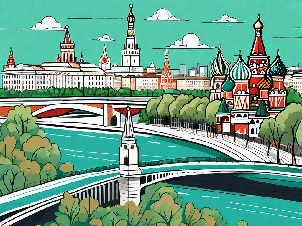 A detailed and vibrant cityscape of moscow