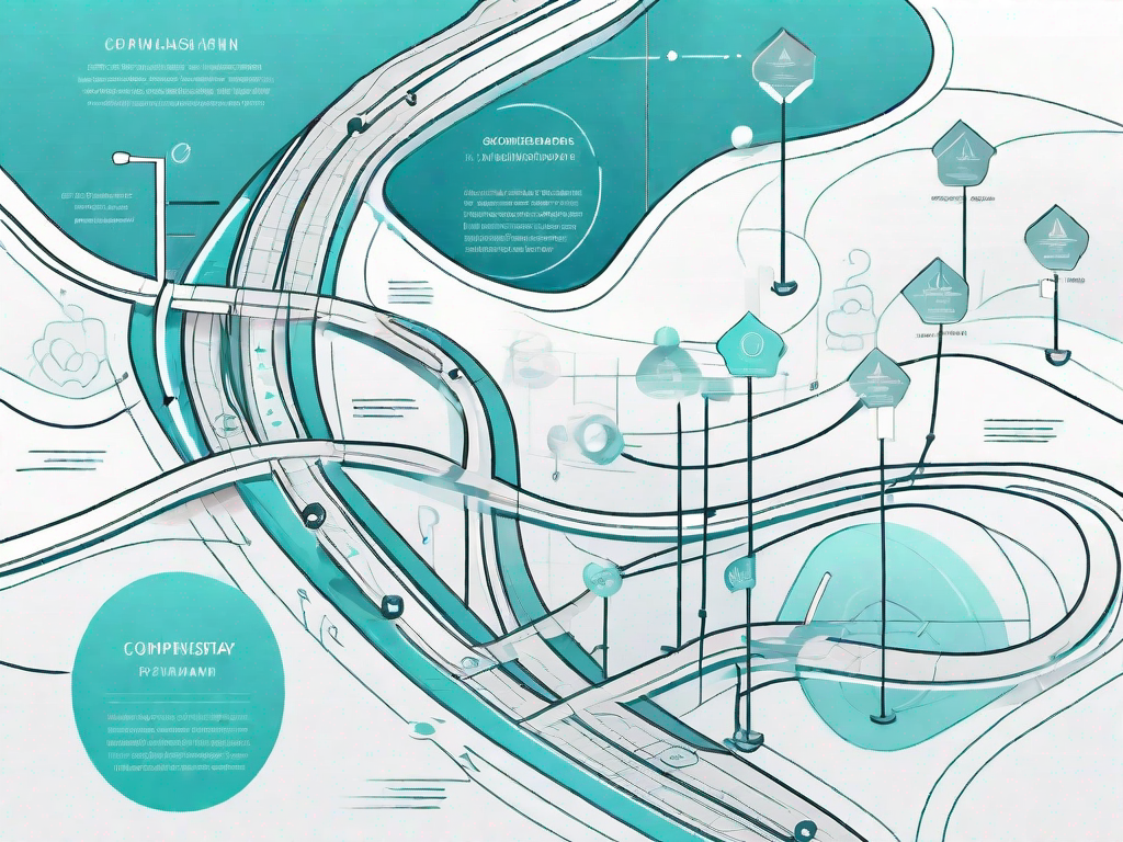 A detailed roadmap with various strategic points and pathways