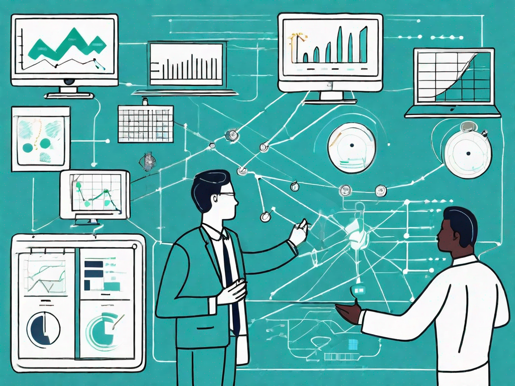 A digital whiteboard filled with various symbols representing different functions like graphs