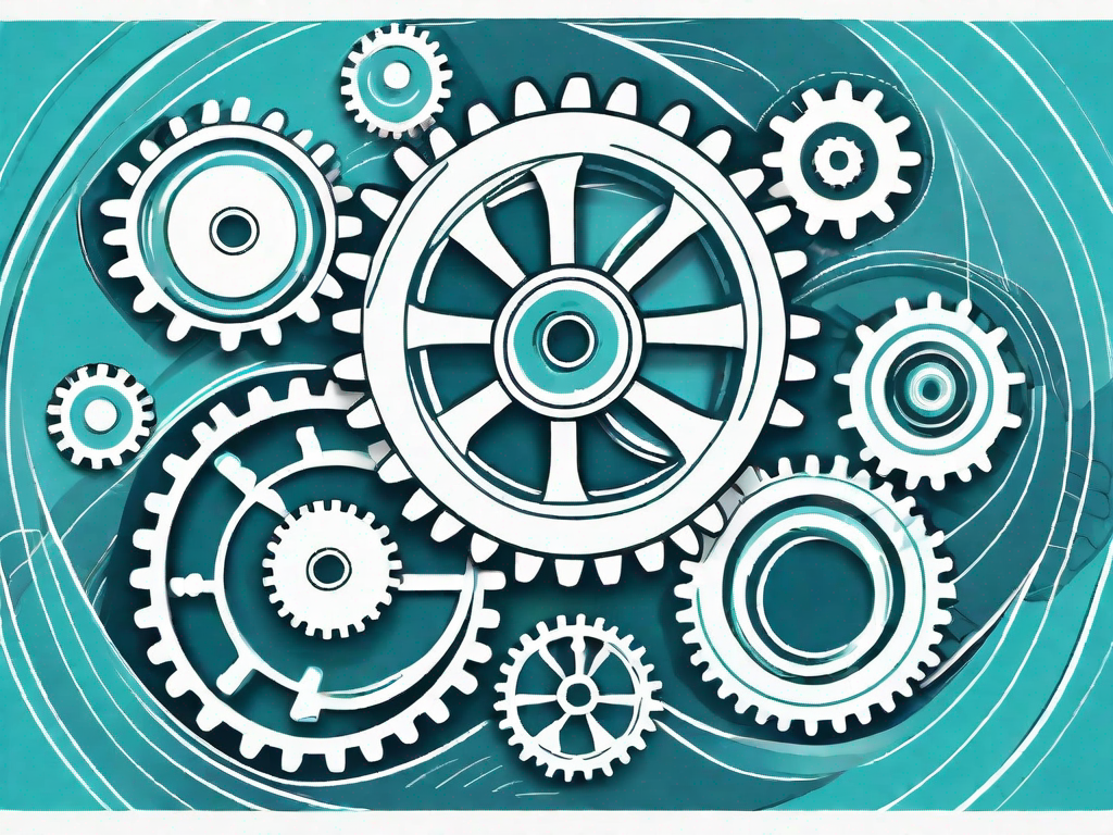 A set of gears interlocking and growing in size