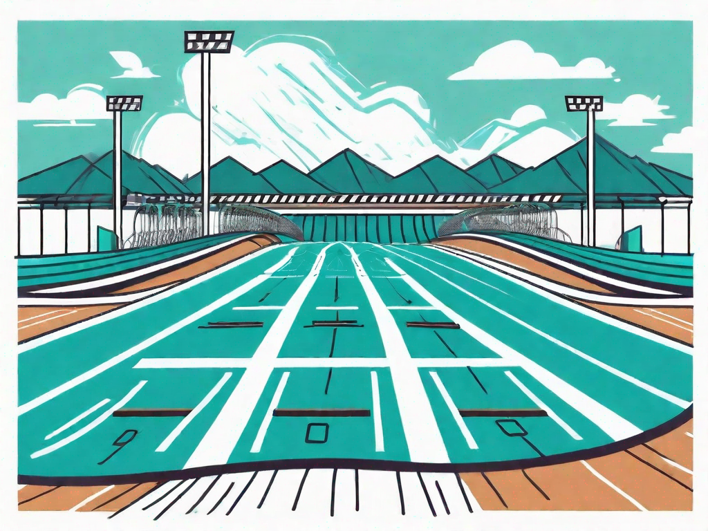 A race track with various hurdles symbolizing challenges