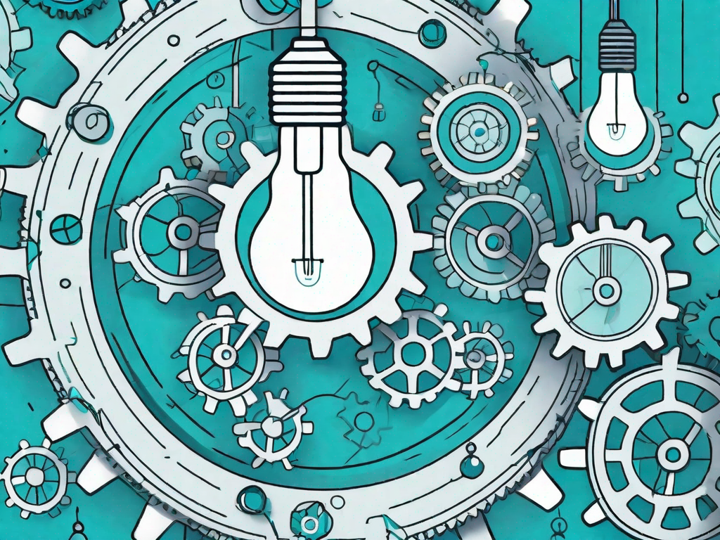 A system of interconnected gears and cogs