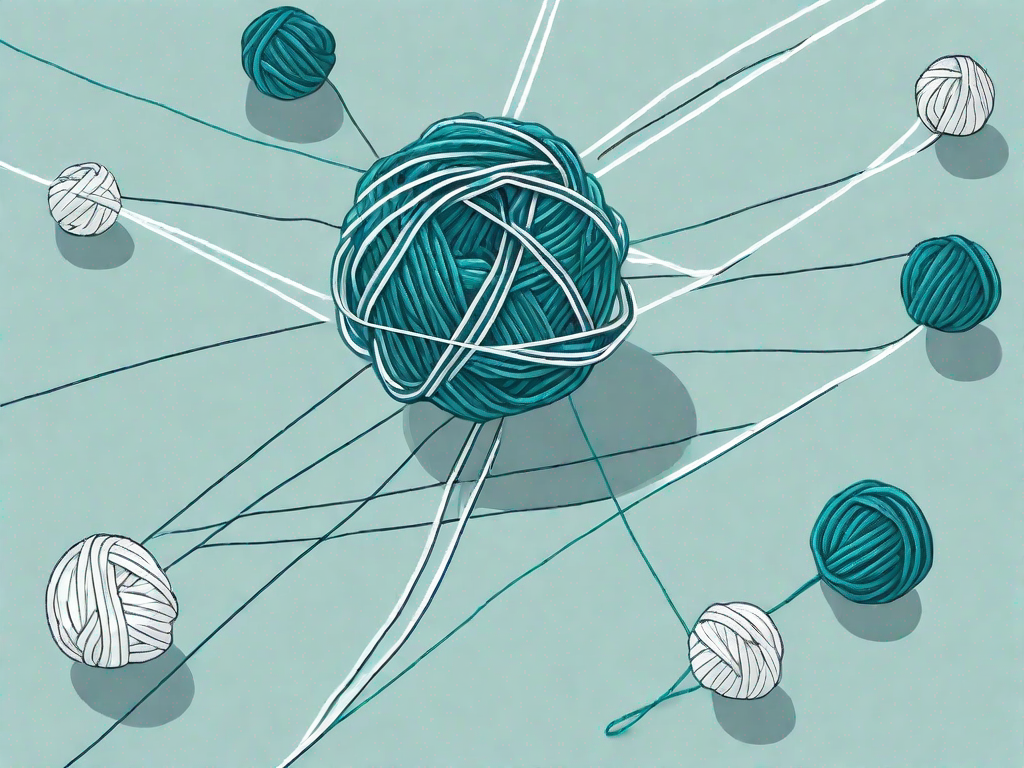 A tangled ball of yarn gradually unraveling into a clear