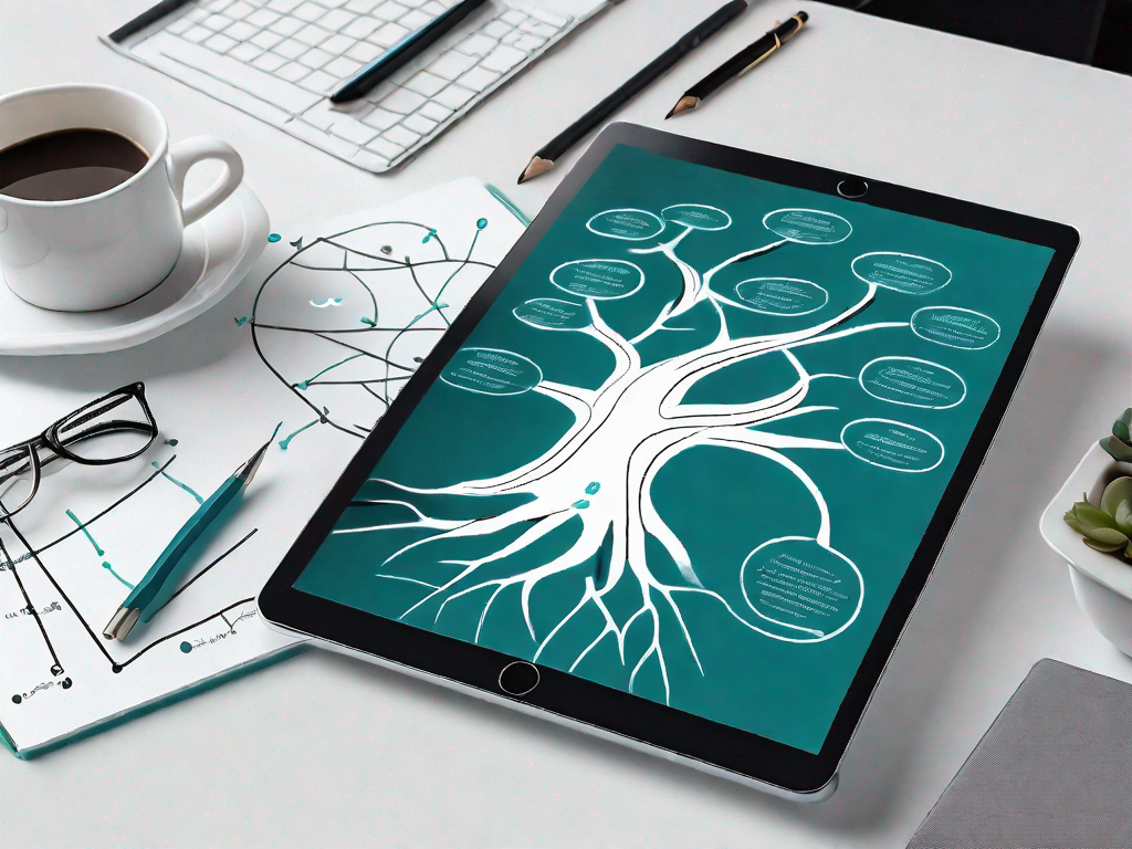 A decision tree diagram being created on a digital tablet