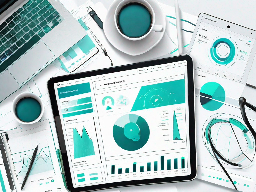 A digital tablet displaying a neatly organized workspace with various productivity tools and charts