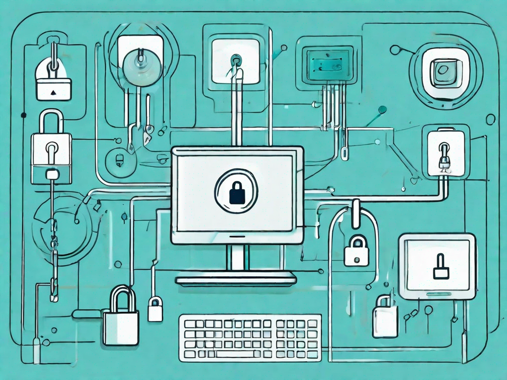 A digital interface with various lock and key symbols