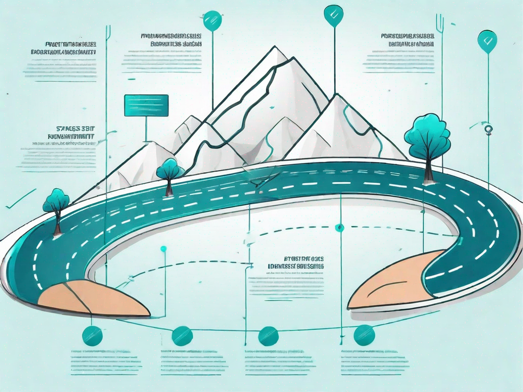 A roadmap with various stages symbolizing the step-by-step process of product development strategy