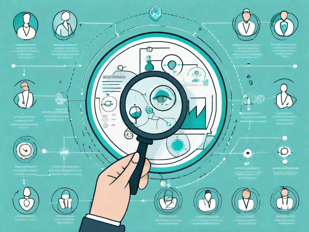 A magnifying glass highlighting key features of a symbolic profile