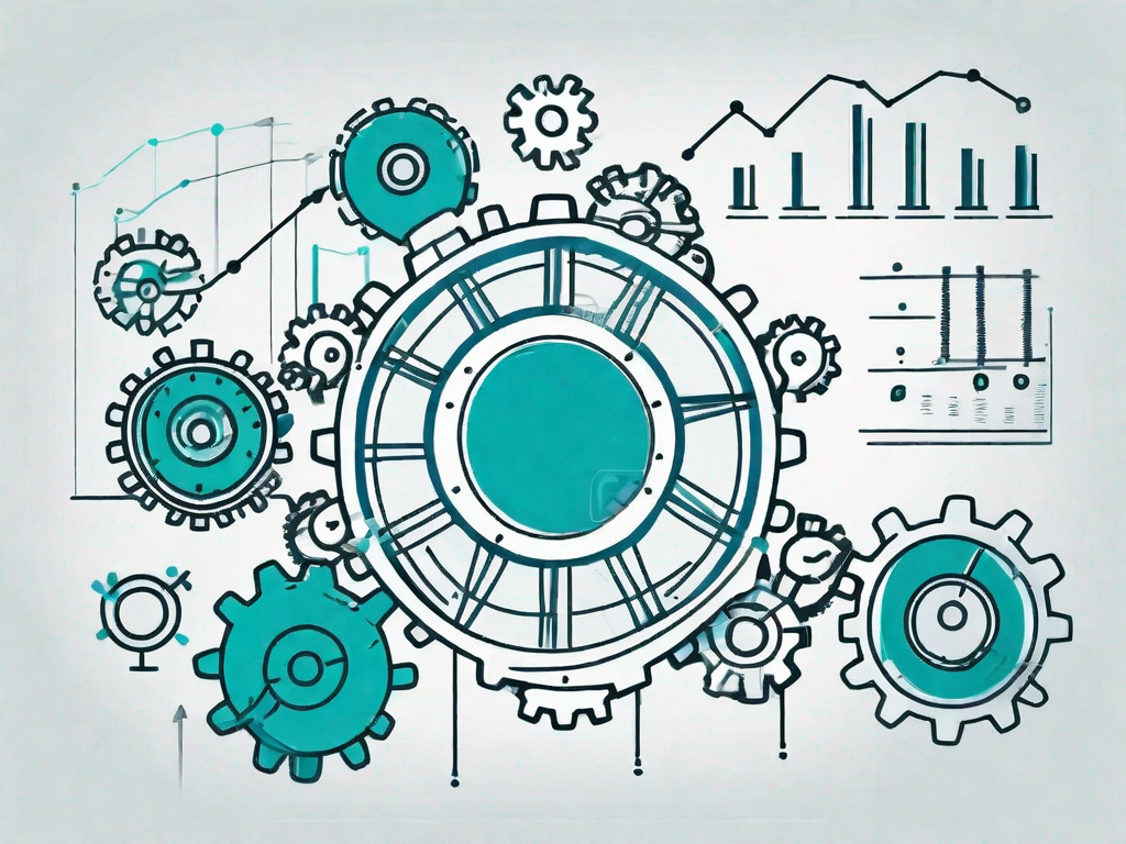 A lean canvas board filled with different strategic icons like gears