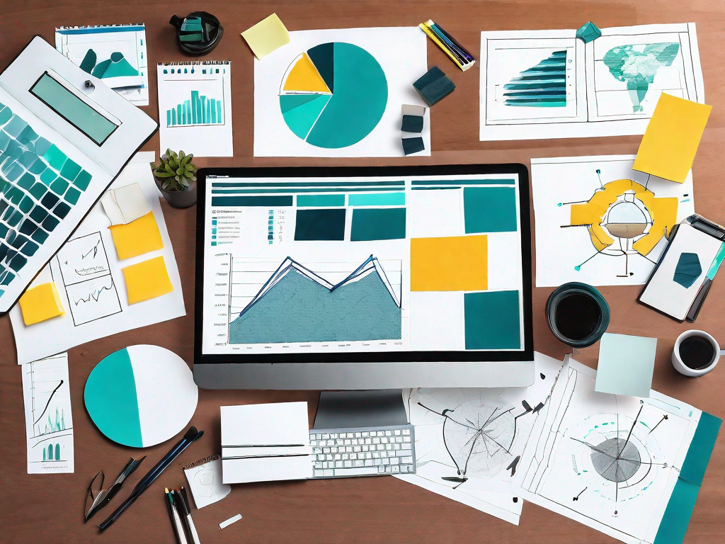 A conference room table with various templates