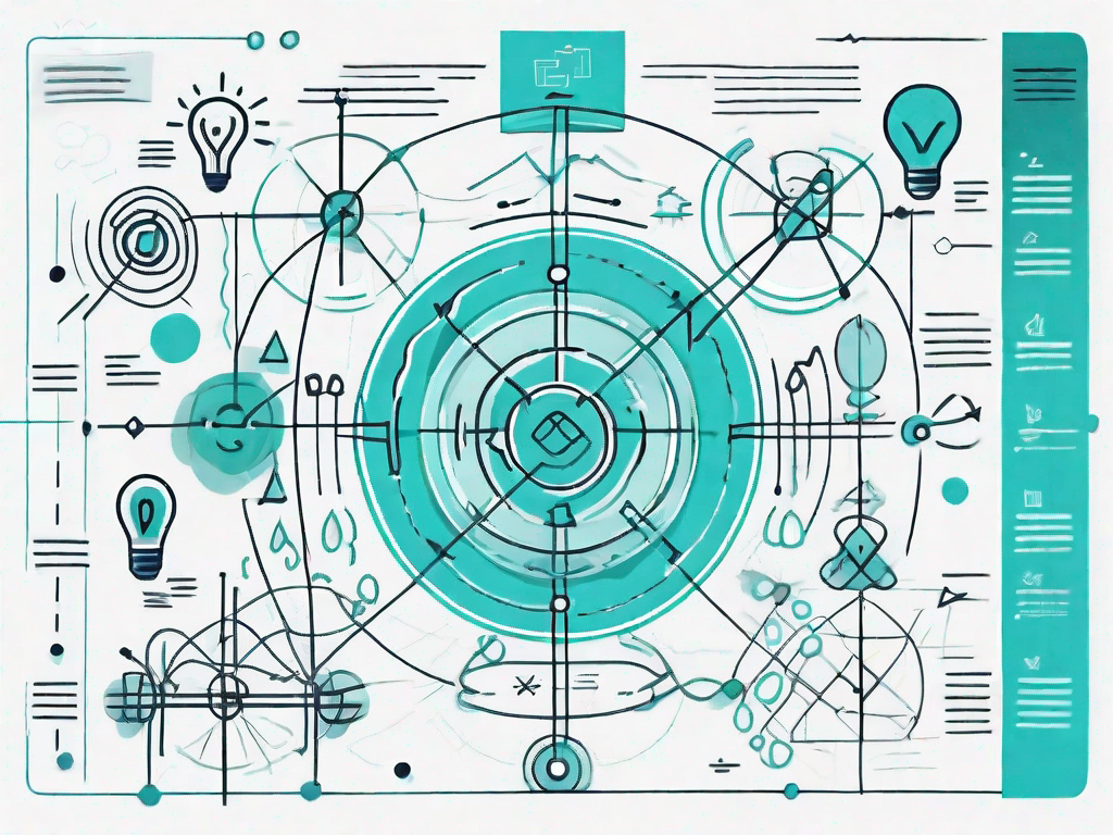 A lean ux canvas with various abstract symbols representing ideas and strategies