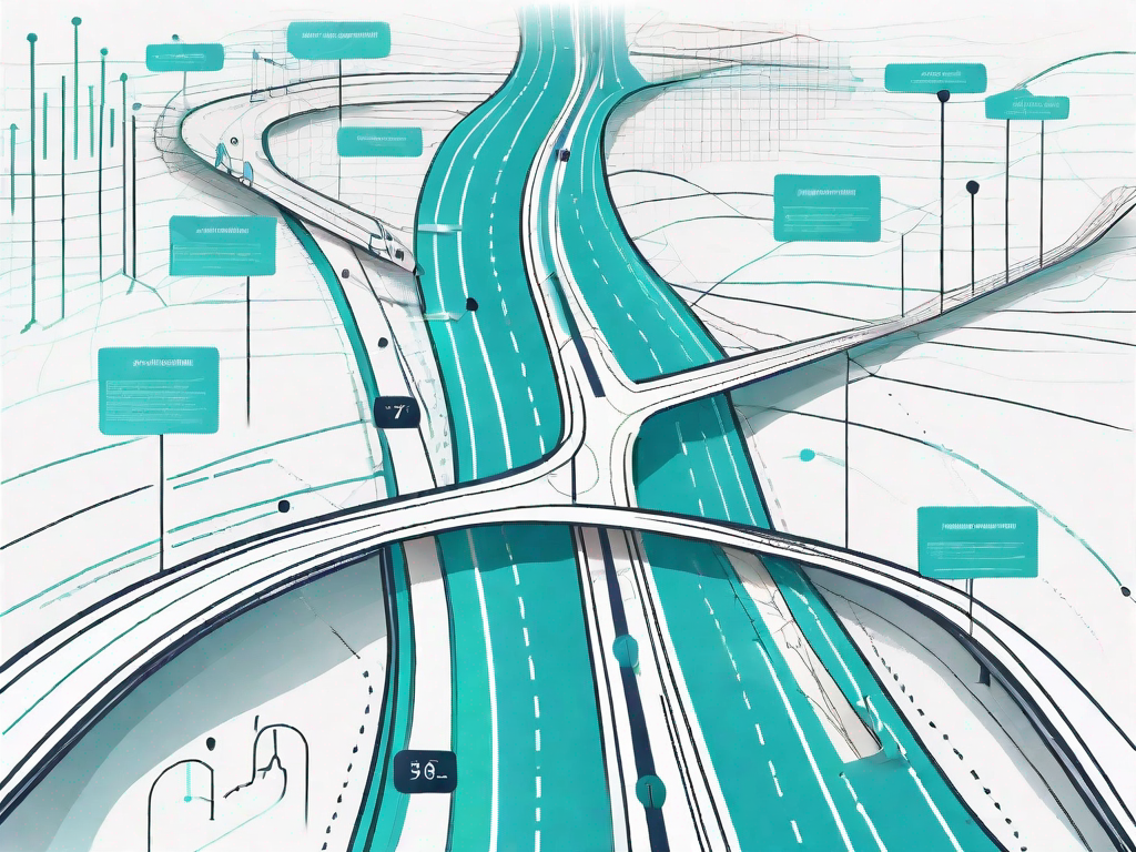 A roadmap with various data points and analytical tools